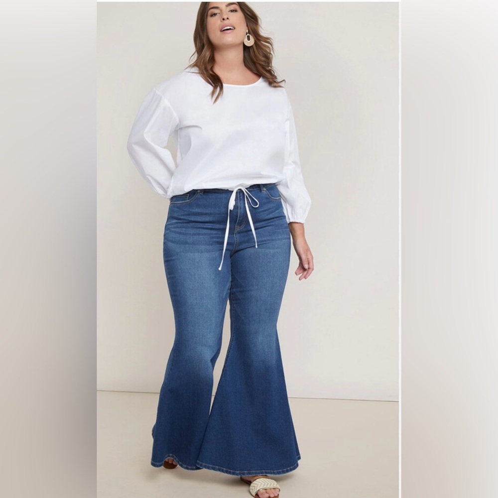 Eloquii denim bell bottom super flare jeans, size 20